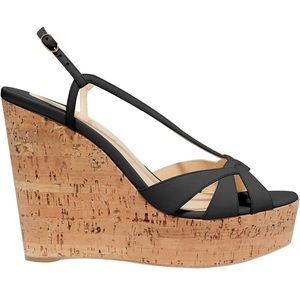 Women's Strappy Open Toe Leather Wedge Heel Sandals size 9.5